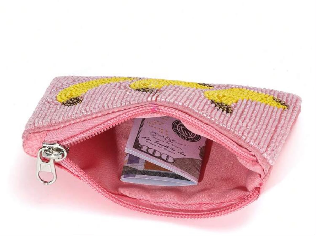 Banana Beaded Mini Pouch